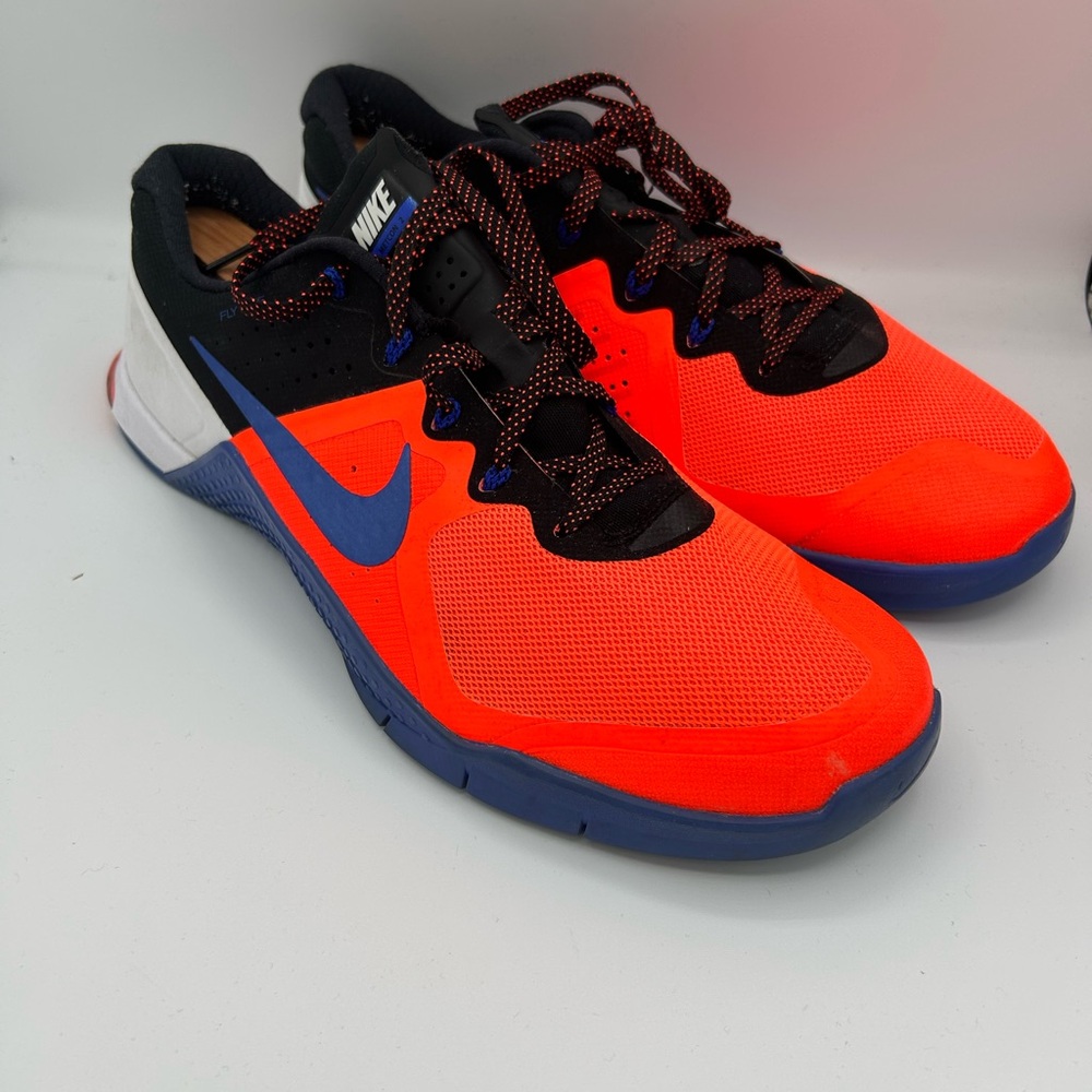 Nike Bright Red and Black Sneakers with Blue Accents